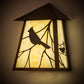 Meyda Lighting Stillwater 9" LED Vintage Copper Song Bird Wall Sconce With Beige Art Shade Glass