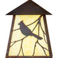 Meyda Lighting Stillwater 9" LED Vintage Copper Song Bird Wall Sconce With Beige Art Shade Glass