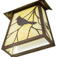 Meyda Lighting Stillwater 9" LED Vintage Copper Song Bird Wall Sconce With Beige Art Shade Glass