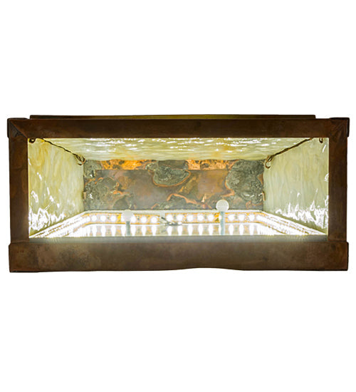 Meyda Lighting Stillwater 9" LED Vintage Copper Song Bird Wall Sconce With Beige Art Shade Glass