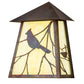 Meyda Lighting Stillwater 9" LED Vintage Copper Song Bird Wall Sconce With Beige Art Shade Glass