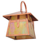 Meyda Lighting Stillwater 9" Raw Copper Cross Mission Curved Arm Wall Sconce With Iridescent Shade Glass