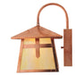 Meyda Lighting Stillwater 9" Raw Copper Cross Mission Curved Arm Wall Sconce With Iridescent Shade Glass
