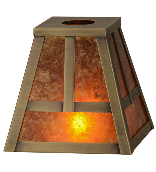 Meyda Lighting Stillwater 9" T Mission Antique Brass Frame With Amber Mica Shade Glass