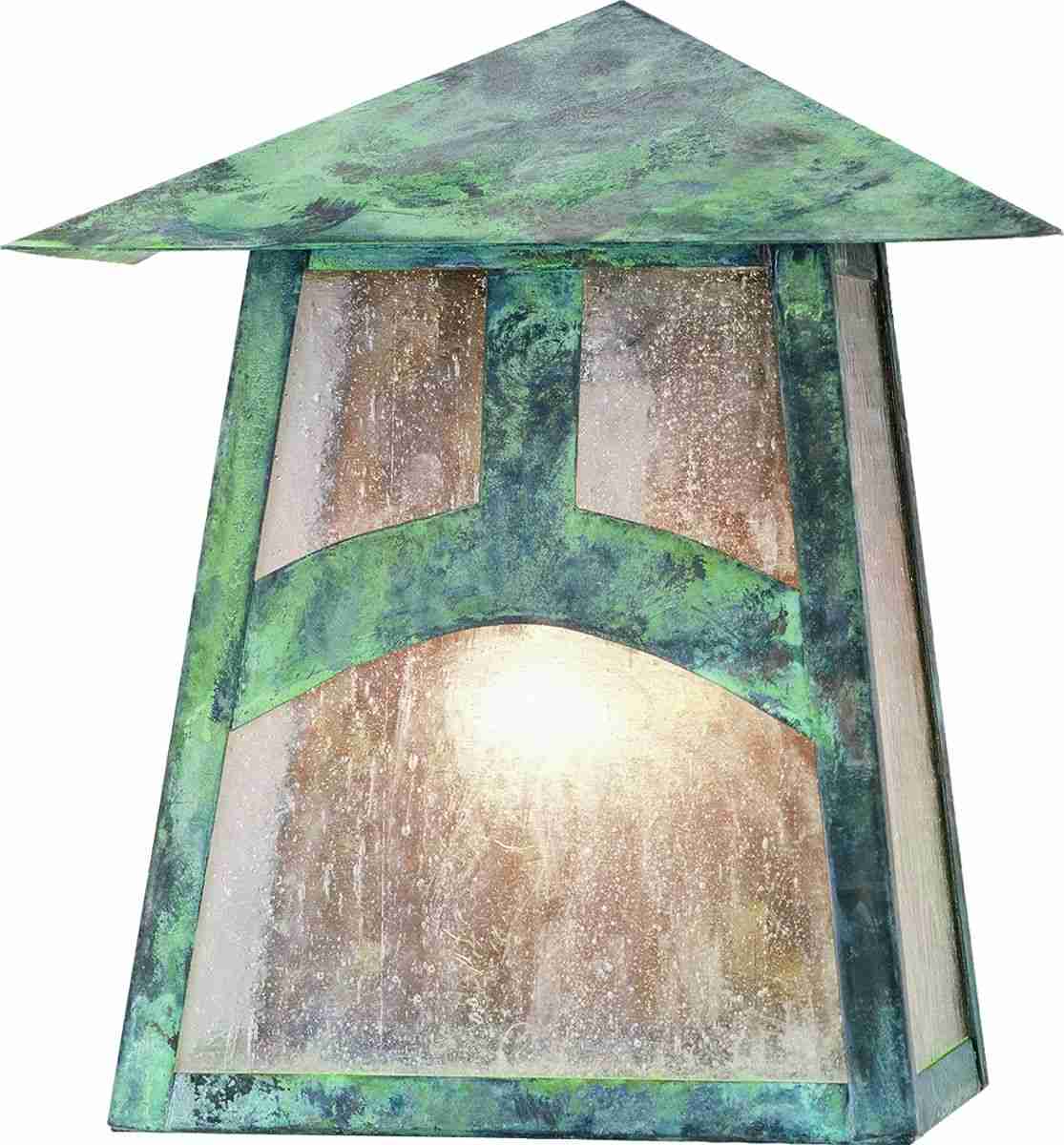 Meyda Lighting Stillwater 9" Verdigris Hill Top Wall Sconce With Clear Seeded Shade Glass