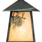 Meyda Lighting Stillwater 9" Verdigris Winter Pine Wall Sconce With Beige Iridescent Shade Glass