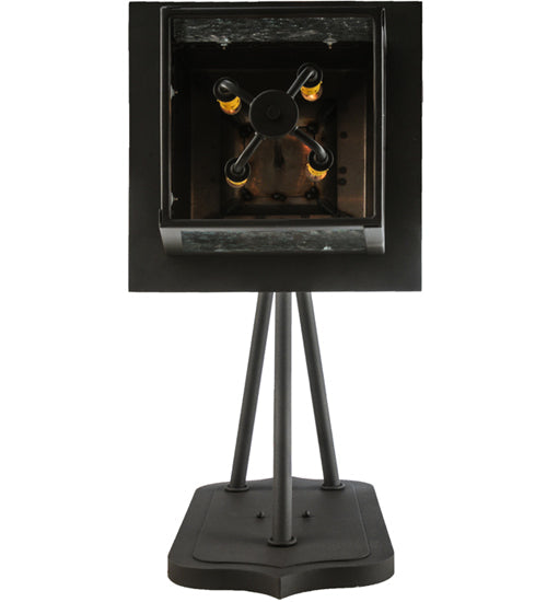 Meyda Lighting Stockwell 15" 4-Light Wrought Iron Hanging Lantern Wall Sconce With Clear Seeded Shade Glass