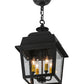 Meyda Lighting Stockwell 17" 4-Light Wrought Iron Hanging Lantern Pendant Light With Clear Seeded Shade Glass