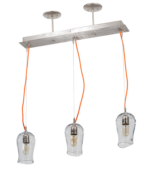 Meyda Lighting Stolo 33" 3-Light Island Pendant Light With Clear Shade Glass