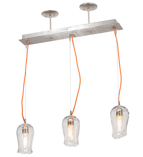 Meyda Lighting Stolo 33" 3-Light Island Pendant Light With Clear Shade Glass