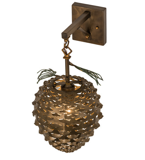 Meyda Lighting Stoneycreek 11" Antique Copper Pinecone Hanging Wall Sconce