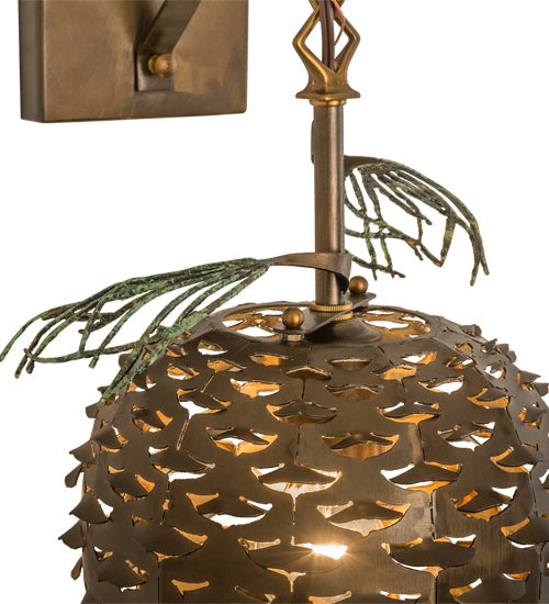 Meyda Lighting Stoneycreek 11" Antique Copper Pinecone Hanging Wall Sconce