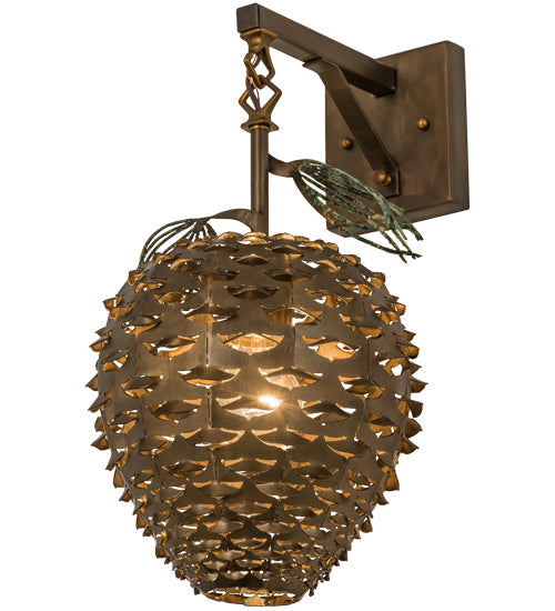 Meyda Lighting Stoneycreek 11" Antique Copper Pinecone Hanging Wall Sconce