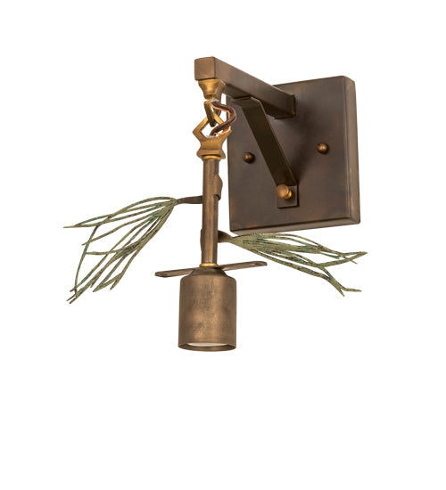 Meyda Lighting Stoneycreek 11" Dark Burnished Antique Copper & Green Needles Hanging Wall Sconce