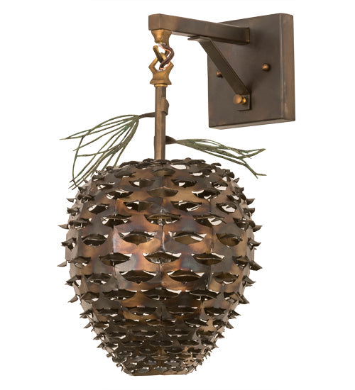 Meyda Lighting Stoneycreek 11" Dark Burnished Antique Copper & Green Needles Hanging Wall Sconce