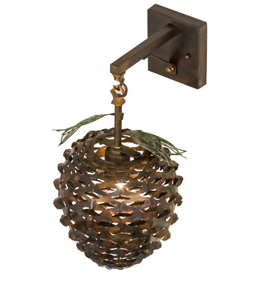 Meyda Lighting Stoneycreek 11" Dark Burnished Antique Copper & Green Needles Hanging Wall Sconce