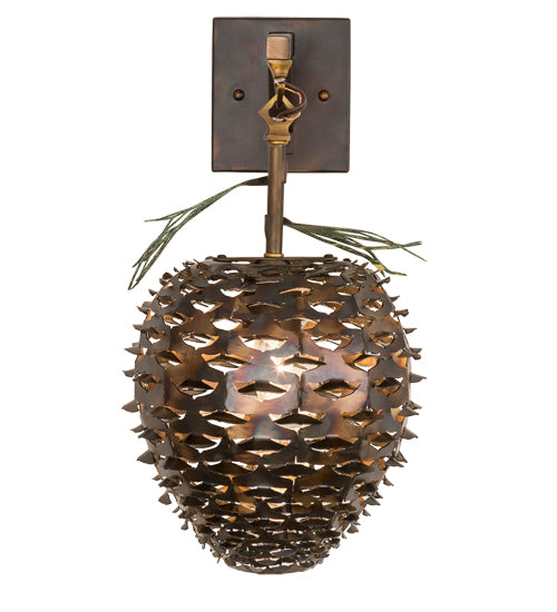 Meyda Lighting Stoneycreek 11" Dark Burnished Antique Copper & Green Needles Hanging Wall Sconce