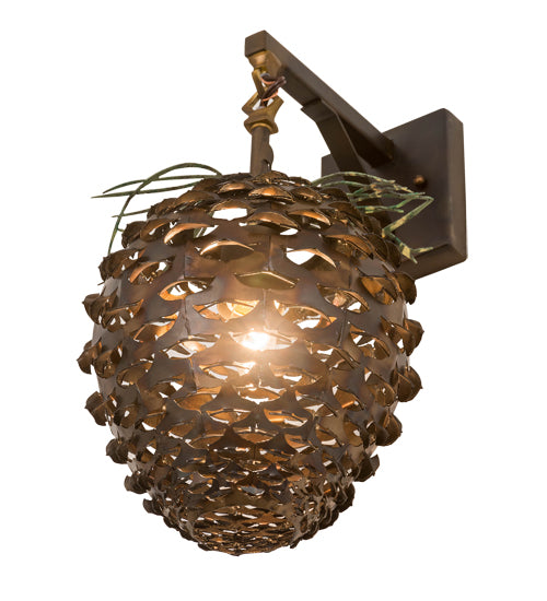 Meyda Lighting Stoneycreek 11" Dark Burnished Antique Copper & Green Needles Hanging Wall Sconce