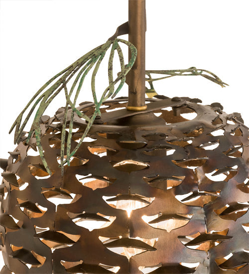 Meyda Lighting Stoneycreek 11" Dark Burnished Antique Copper & Green Needles Hanging Wall Sconce