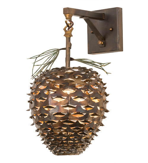 Meyda Lighting Stoneycreek 11" Dark Burnished Antique Copper & Green Needles Hanging Wall Sconce