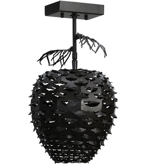 Meyda Lighting Stoneycreek 11" Timeless Bronze and Green Verdigris Pinecone Semi-flush Mount Ceiling Light