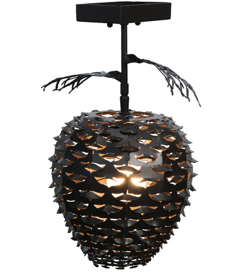 Meyda Lighting Stoneycreek 11" Timeless Bronze and Green Verdigris Pinecone Semi-flush Mount Ceiling Light