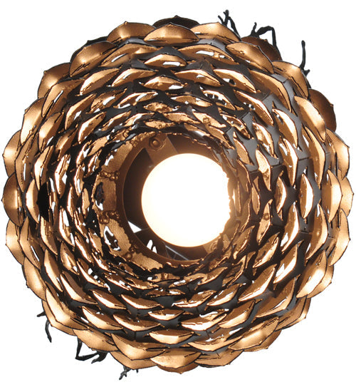 Meyda Lighting Stoneycreek 11" Timeless Bronze and Green Verdigris Pinecone Semi-flush Mount Ceiling Light
