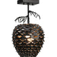 Meyda Lighting Stoneycreek 11" Timeless Bronze and Green Verdigris Pinecone Semi-flush Mount Ceiling Light