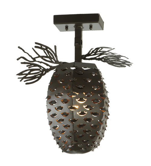 Meyda Lighting Stoneycreek 13" Timeless Bronze Pinecone Semi-flush Mount Ceiling Light