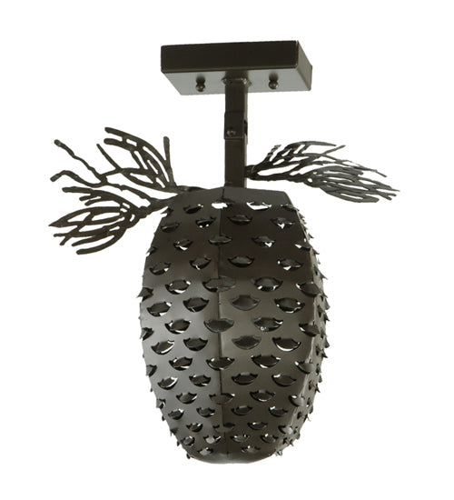 Meyda Lighting Stoneycreek 13" Timeless Bronze Pinecone Semi-flush Mount Ceiling Light