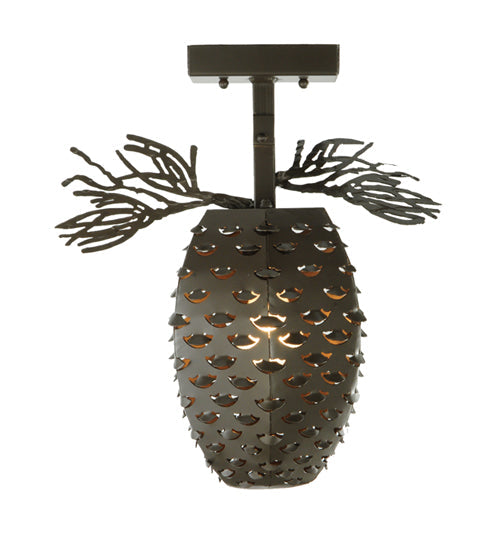 Meyda Lighting Stoneycreek 13" Timeless Bronze Pinecone Semi-flush Mount Ceiling Light