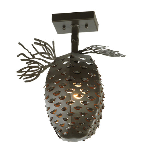 Meyda Lighting Stoneycreek 13" Timeless Bronze Pinecone Semi-flush Mount Ceiling Light