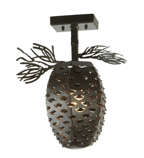Meyda Lighting Stoneycreek 13" Timeless Bronze Pinecone Semi-flush Mount Ceiling Light