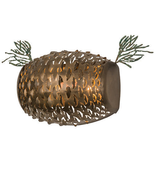 Meyda Lighting Stoneycreek 14" 2-Light Antique Copper Pinecone Wall Sconce