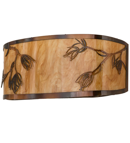 Meyda Lighting Stoneycreek 17" 2-Light Dark Burnished Transparent Copper Mountain Pine Wall Sconce With New Mica Acrylic Shade
