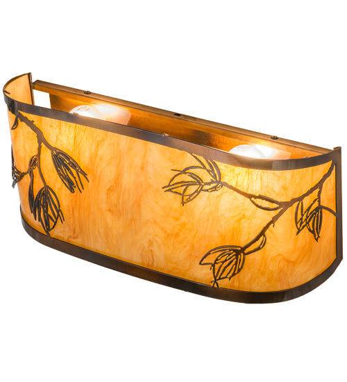 Meyda Lighting Stoneycreek 17" 2-Light Dark Burnished Transparent Copper Mountain Pine Wall Sconce With New Mica Acrylic Shade
