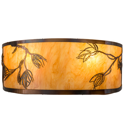 Meyda Lighting Stoneycreek 17" 2-Light Dark Burnished Transparent Copper Mountain Pine Wall Sconce With New Mica Acrylic Shade