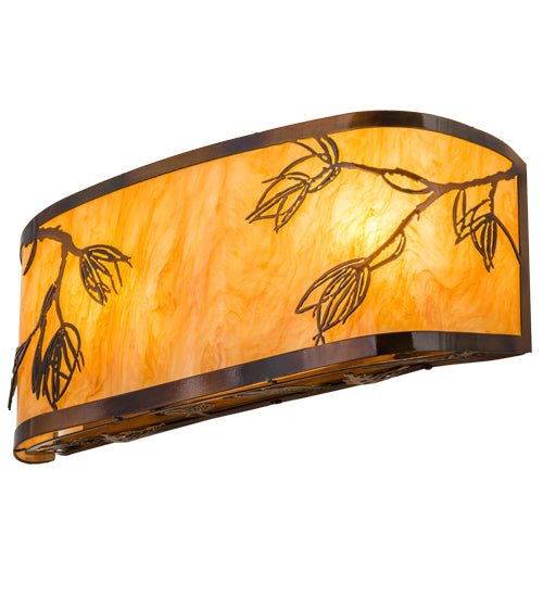 Meyda Lighting Stoneycreek 17" 2-Light Dark Burnished Transparent Copper Mountain Pine Wall Sconce With New Mica Acrylic Shade