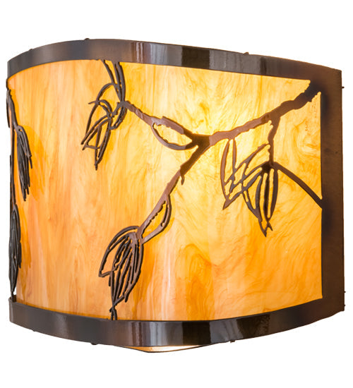 Meyda Lighting Stoneycreek 17" 2-Light Dark Burnished Transparent Copper Mountain Pine Wall Sconce With New Mica Acrylic Shade