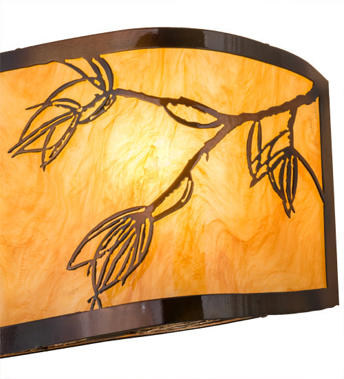 Meyda Lighting Stoneycreek 17" 2-Light Dark Burnished Transparent Copper Mountain Pine Wall Sconce With New Mica Acrylic Shade