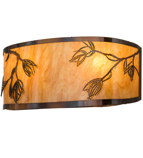 Meyda Lighting Stoneycreek 17" 2-Light Dark Burnished Transparent Copper Mountain Pine Wall Sconce With New Mica Acrylic Shade