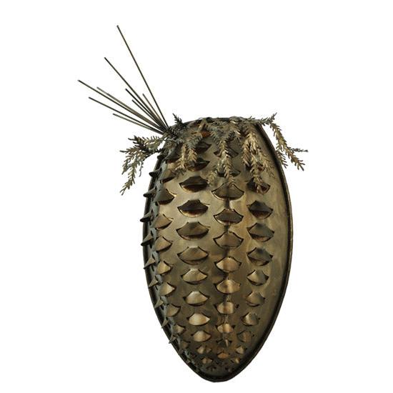 Meyda Lighting Stoneycreek Pinecone 16" 2-Light Antique Copper Wall Sconce With Silver Mica Shade Glass