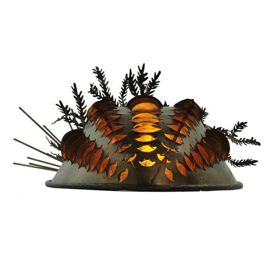 Meyda Lighting Stoneycreek Pinecone 16" 2-Light Antique Copper Wall Sconce With Silver Mica Shade Glass