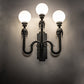 Meyda Lighting Strasbourg 30" 3-Light Fine Textured Black Wall Sconce With White Shade Glass