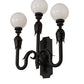 Meyda Lighting Strasbourg 30" 3-Light Fine Textured Black Wall Sconce With White Shade Glass