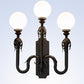 Meyda Lighting Strasbourg 30" 3-Light Fine Textured Black Wall Sconce With White Shade Glass