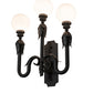 Meyda Lighting Strasbourg 30" 3-Light Fine Textured Black Wall Sconce With White Shade Glass