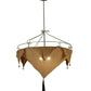 Meyda Lighting Strathallan Double Tree 32" 3-Light Sparkle Silver Inverted Pendant Light With Potting Slub Linen Fabric Shade