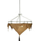 Meyda Lighting Strathallan Double Tree 32" 3-Light Sparkle Silver Inverted Pendant Light With Potting Slub Linen Fabric Shade