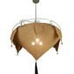 Meyda Lighting Strathallan Double Tree 32" 3-Light Sparkle Silver Inverted Pendant Light With Potting Slub Linen Fabric Shade